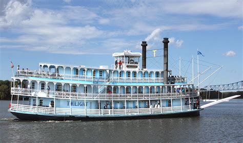 Riverboat twilight - Sightseeing Tour. This one-hour sightseeing cruise travels along the mighty Mississippi River, allowing you to soak up the scenery at a relaxing, rhythmic pace. Listen as the captain guides your cruise with historical commentary on the history, legends, and sights of the Mississippi River. from. $25.